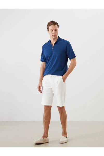 LC Waikiki Lcwaikiki Classic Navy Blue Polo Neck Striped Men's T-Shirt