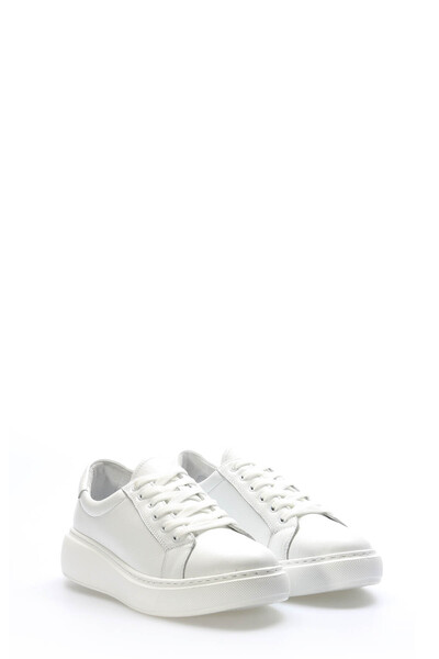 TUGERDİ Tugerdi White Inside and Outside Genuine Leather Lightweight White So...