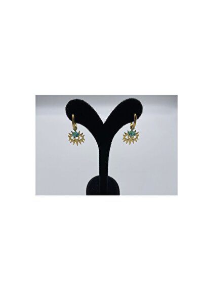 CHIC أقراط متدلية من الذهب مع حجر الفيروز على شكل عين