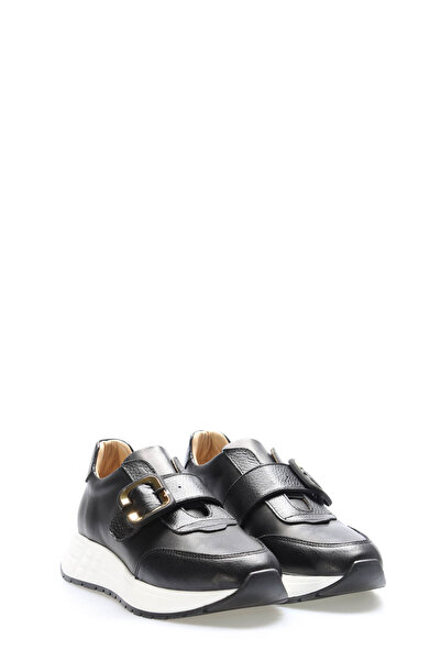 TUGERDİ Tugerdi Black Inside and Outside Genuine Leather Belted Thermo Sole W...