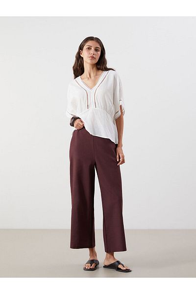 LC Waikiki Wide Leg Women's Trousers with Elastic Waist