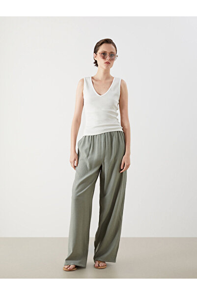 LC Waikiki Özmarka New Season Elastic Waist Textured Women's Trousers