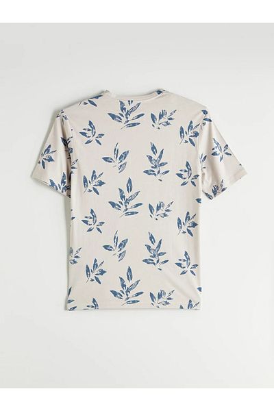 LC Waikiki Lcwaikiki Classic Beige Crew Neck Printed Combed Cotton Men's T-Shirt