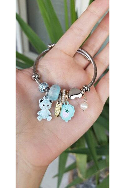 HEDİYEBOHÇAM لطيف تيدي بير تحت عنوان سحر سوار الصلب قابل للتعديل