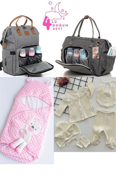 Pimadyo Large Birth Set (Hospital Release, Shoulder and Backpack, Chickpea Swaddle with Snaps)