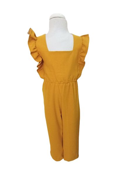 moms and babies Girls' Summer Jumpsuit Yellow Cotton Viscose Fabric 1-7 Years