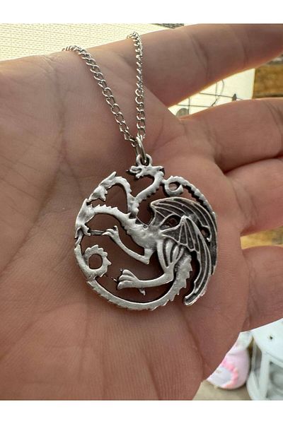 Herşey Nota Thrones Targaryen Dragon Figured Unisex Necklace – with 60 cm Chain, Symbol of Power and Fire