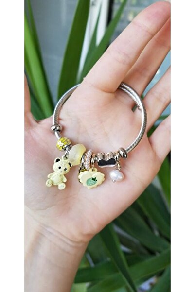 HEDİYEBOHÇAM لطيف تيدي بير تحت عنوان سحر سوار الصلب قابل للتعديل