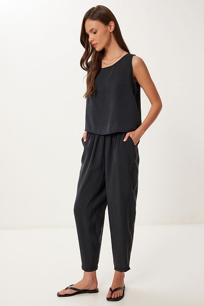 Lovelyİstanbul Sleeveless Blouse Pants Set Black Lmc0058