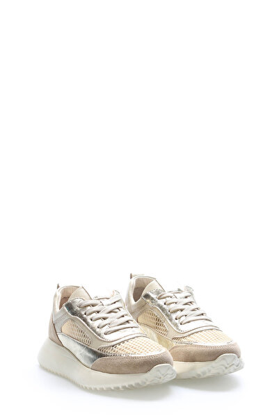 TUGERDİ Tugerdi Beige Gold Genuine Leather Light Sole Lace up Quality Women's...