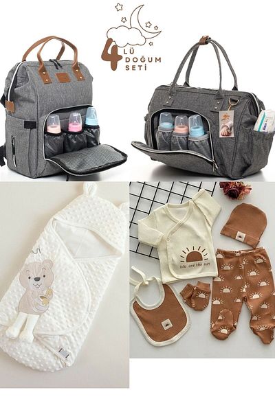 Pimadyo Large Birth Set (Hospital Release, Shoulder and Backpack, Chickpea Swaddle with Snaps)