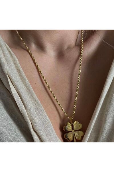 Generic Brand Women's Gold Color Twist Chain Clover Steel Necklace