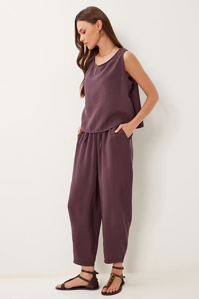 Lovelyİstanbul Sleeveless Blouse Pants Set Myrduim Lmc0058