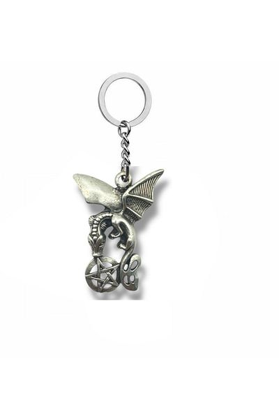 Herşey Nota Unisex Keychain with Dragon and Star Figures – Mystical Symbol of Power and Guidance