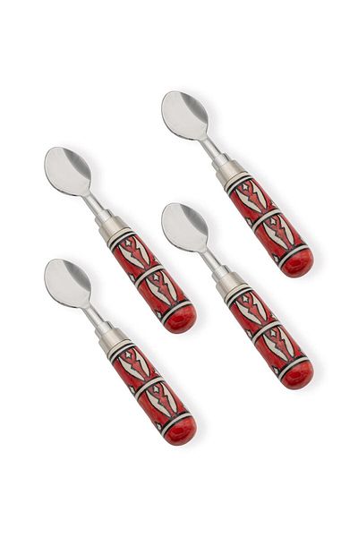 GUNES ZUCCACIYE Corallo Ice Cream Spoon Set of 4 Red