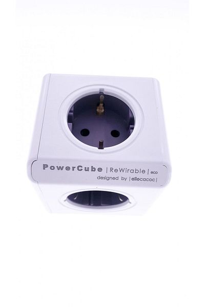 Allocacoc Allocacoc 4+4 Cube Socket | 4 Sockets + 4 Adapter Plugs, Rewirable, 6A/1500W Max - DERWPC BN6061-10NO.1