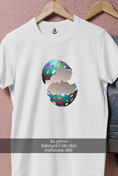 Bahriyeli Collection Μπλουζάκι Unisex με σχέδιο oversized σπασμένα πασχαλινά αυγά