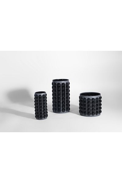 Mondschein Zion Set of 3 Decorative Leather Covered Glass Vase (Φ13.0*H27.5 cm + Φ8.0*H21.5 cm + Φ16.0*H17.0 cm)