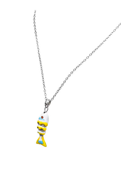 Bluw Jewelry قلادة سمكة فولاذية ملونة M10