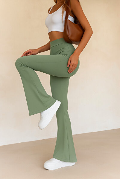 PEV Γυναικείο παντελόνι με ψηλόμεσο λύκρα που δεν δείχνει εσωτερικά, υφασμάτινο κολάν καλσόν