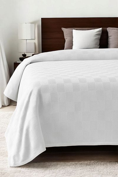CollessiaHome 100% Cotton Double Luxury Hotel Pique Hotel Bedspread 210X240 cm