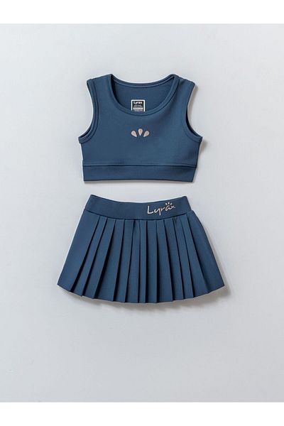 Harika KIDS Girls' Embossed Shorts Skirted Crop Sports Swimsuit Suit
