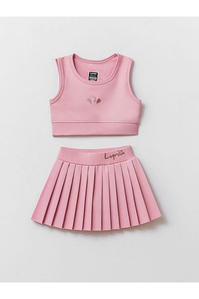 Harika KIDS Girls' Embossed Shorts Skirted Crop Sports Swimsuit Suit