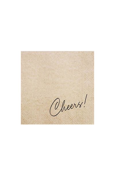 Story 24X24 cm Black Foil Cheers Patterned 2 Layer 50 Pack Kraft Colored Paper Napkins