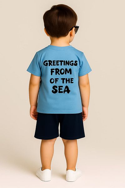 Oz Baby Boy's Summer Printed Bottom Top Set with Shorts