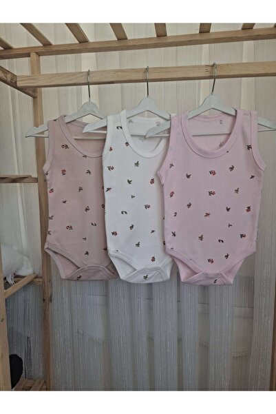 Nayinom %100 Pamuklu Kız Bebek & Kız Çocuk 3'lü Çıtçıtlı Badi