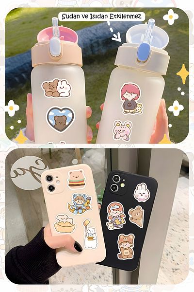 Grafikup Cute Teddy Bear and Friends Sticker Set - 100 Pieces Pen Laptop Notebook Water Bottle Label