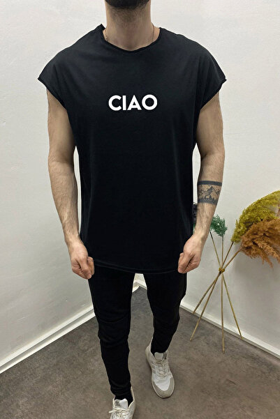 İnsane Minds Ανδρικό αμάνικο μπλουζάκι με φαρδιά εφαρμογή Oversize εμπριμέ