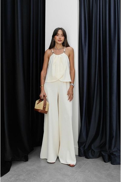 Havoş Blouse Pants Set with Cream Strap Accessory Detail