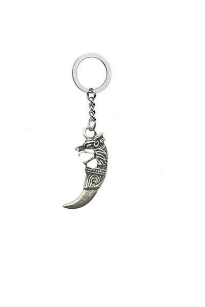 Herşey Nota Unisex Keychain with Wolf Tooth Figure – Symbol of Power, Protection and Nature