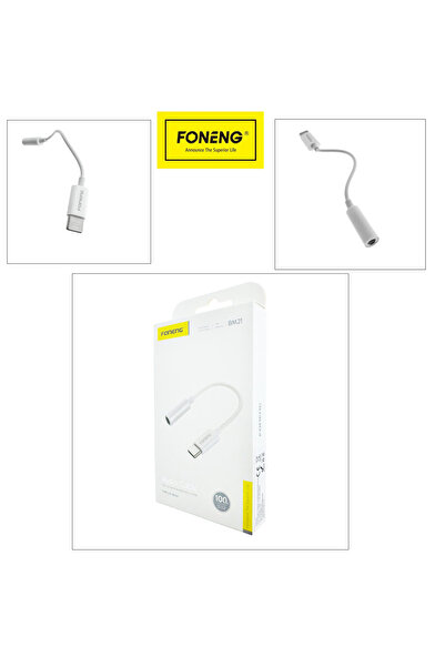 FONENG Adaptor de tip C la jack de 3,5 mm cu cablu de 6 cm, Foneng BM21, în blister, alb