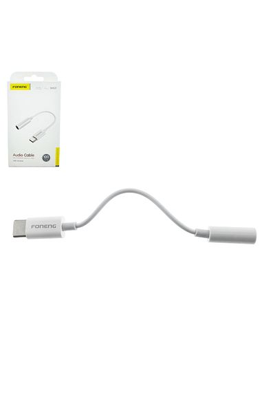 FONENG Type C to 3.5mm Jack adapter with 6 cm cable, Foneng BM21, in blister, white