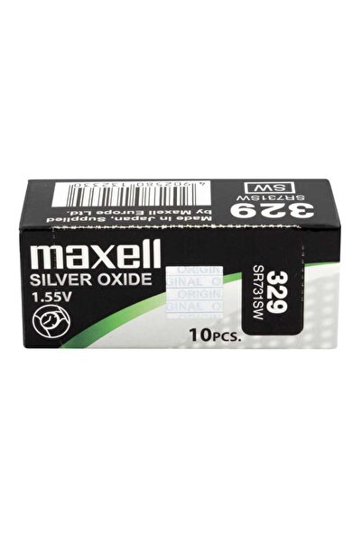 Maxell Set de 10 baterii tip pastilă pentru ceasuri, Maxell SR731SW 329, 1,55 V, 36 mAh, oxid de argint, în blistere