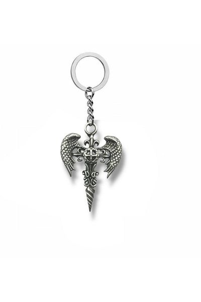Herşey Nota Unisex Keychain with Winged Dagger Figure – Symbol of Power, Freedom and Rebel Spirit