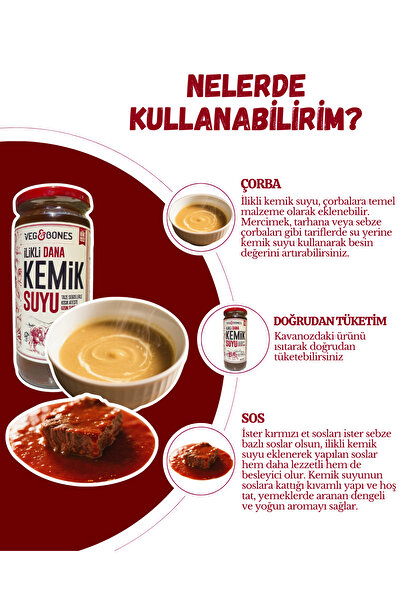 Veg&Bones İlikli Dana Kemik Suyu Yüksek Kolajen Ve Protein Deposu 480 ml X 4 Adet