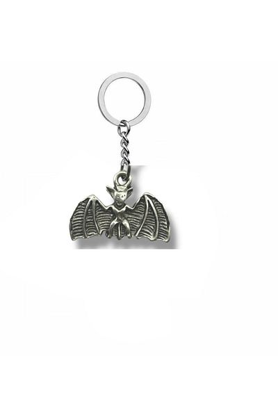 Herşey Nota Unisex Keychain with Bat Figure – Gothic and Mystical Accessory
