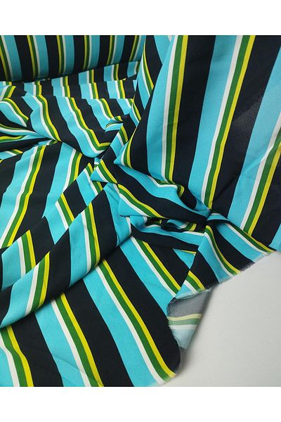 Kumaş Parça 100% Viscose Blue, Black and White Longitudinal Striped Woven Width: 135