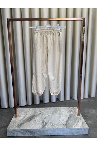 PELTEX Women's Beige 2 Thread Elastic Waist Sweatpants (Size 90cm)