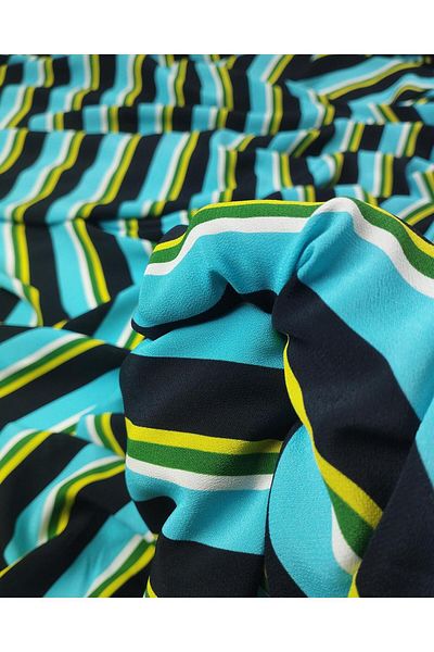 Kumaş Parça 100% Viscose Blue, Black and White Longitudinal Striped Woven Width: 135