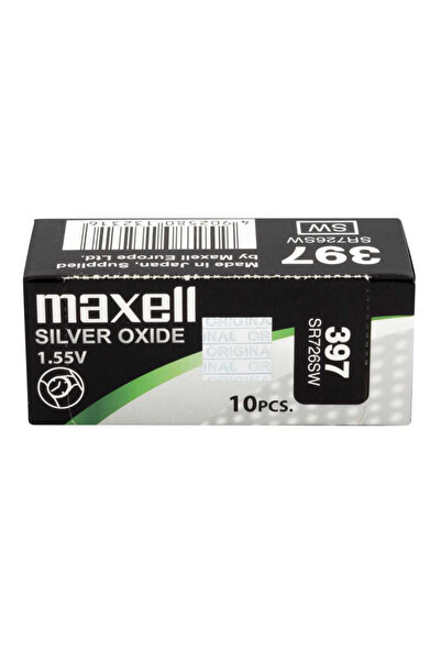 Maxell Set de 10 baterii tip pastilă pentru ceasuri, Maxell SR726SW / 397 / AG2, 1.55V, 36 mAh, oxid de argint