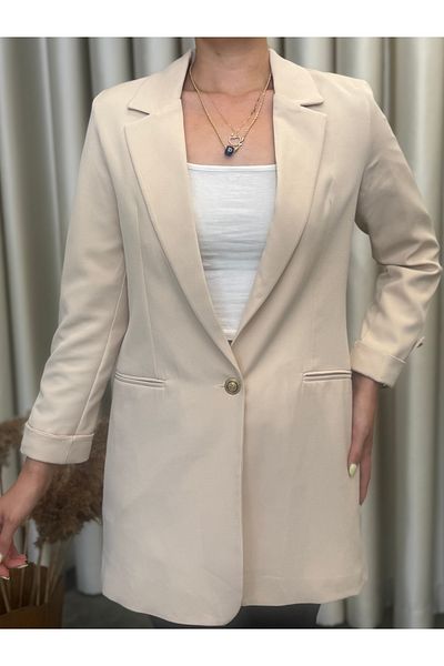 mıss clove Women's Beige Lined Hijab Jacket