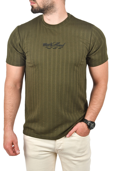 DeepSEA Ανδρικό μπλουζάκι από βαμβακερό χακί με λεπτή εφαρμογή Μπλουζάκι με αναπνεύσιμη μαλακή υφή 2504351