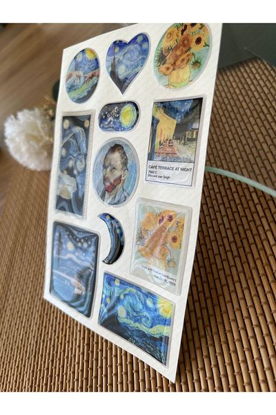 hdsticker Van Gogh Premium 3D Looking Eye-Catching Shiny Embossed Sticker Set - Phone Case Ornament, Sticker