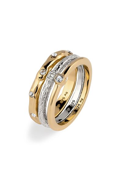ELLI Ring Ring Set Damen Glaskristalle Xiriusschliff Weiß 925 Sterling Silber
