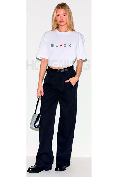 HOFFNUNG T SHIRT Γυναικείο μπλουζάκι BLACK DESIGN o oversized Μπλουζάκι που αναπνέει με ανοιχτό ώμο