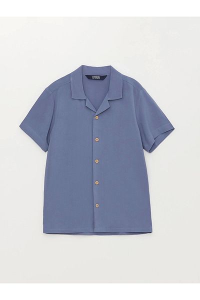 LC Waikiki Lcw Kids Blue Basic Short Sleeve Boy's Shirt